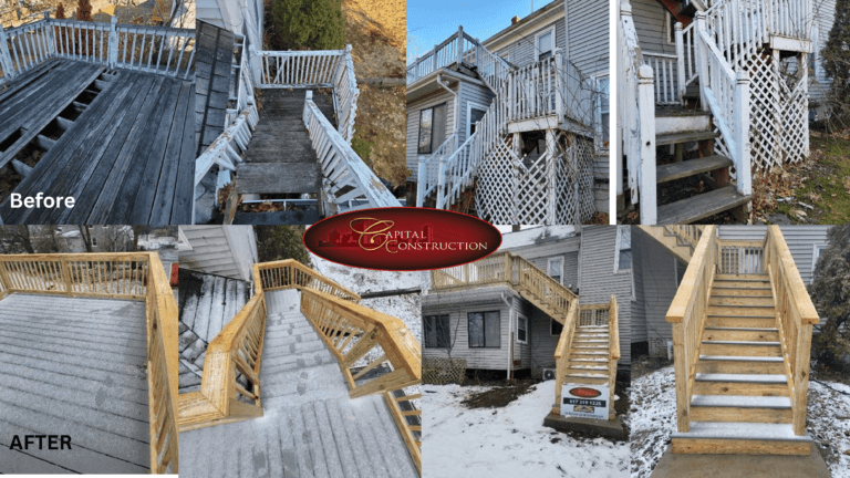 Before and after of a deck installation job in Saugus, MA