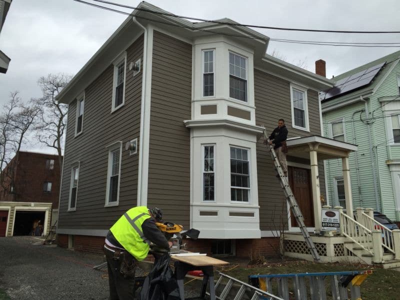 Somerville MA Tan James Hardie Install