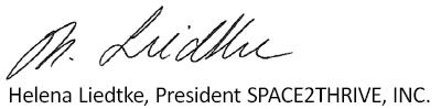 Helena Space2Thrive President signature