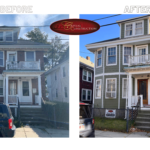 Before and After photos of a James Hardie siding installation job in Dorchester, MA
