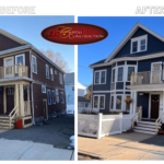 Before and After photos of a James Hardie siding installation job in Boston, MA