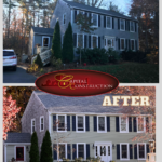 Before and After photos of a James Hardie siding installation job completed in Hanover, MA