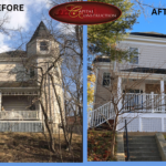 Before and After photos of a James Hardie siding installation job completed in Roslindale, MA