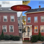 Before and After photos of a James Hardie siding installation job completed in Jamaica Plain, MA