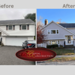 Before and After photos of a James Hardie siding installation job completed in Needham, MA