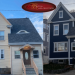 Before and After photos of a James Hardie siding installation job completed in Roslindale, MA