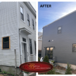 Before and After photos of a James Hardie siding installation job completed in Charlestown, MA