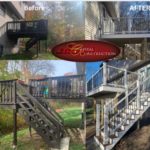 Before and after photos of a Trex decking installation job in Dracut, MA