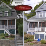 Before and after photos of a James Hardie siding installation job in Roslindale, MA