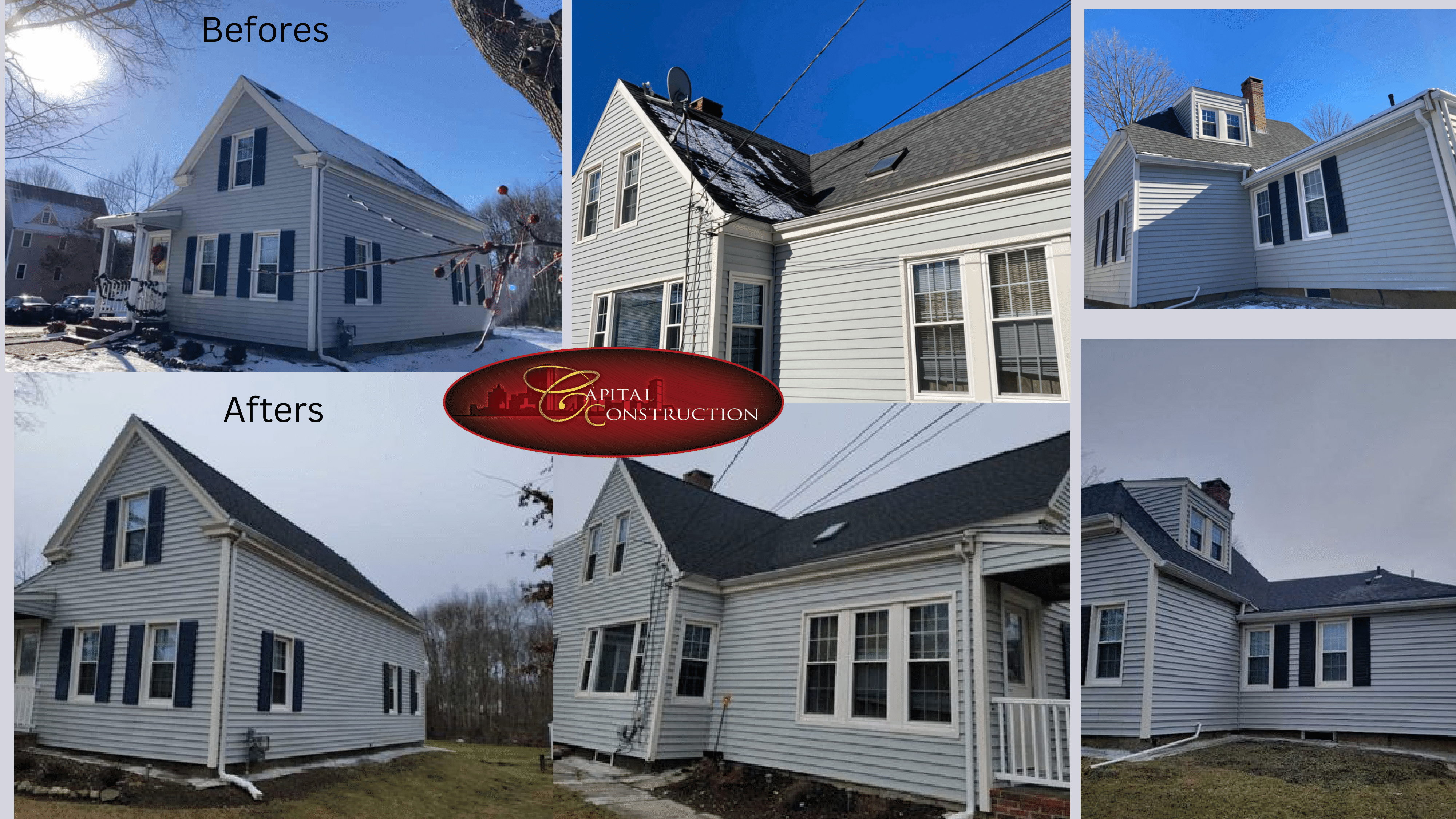Before and after of a roof installation job in Whitman, MA
